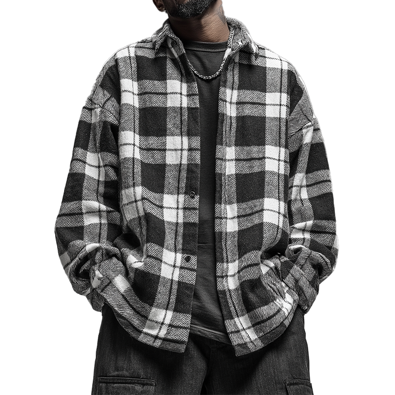 Men's Winter Fashion Plaid Twill Cotton Thick Long Sleeve Shirt MTA2277I9P