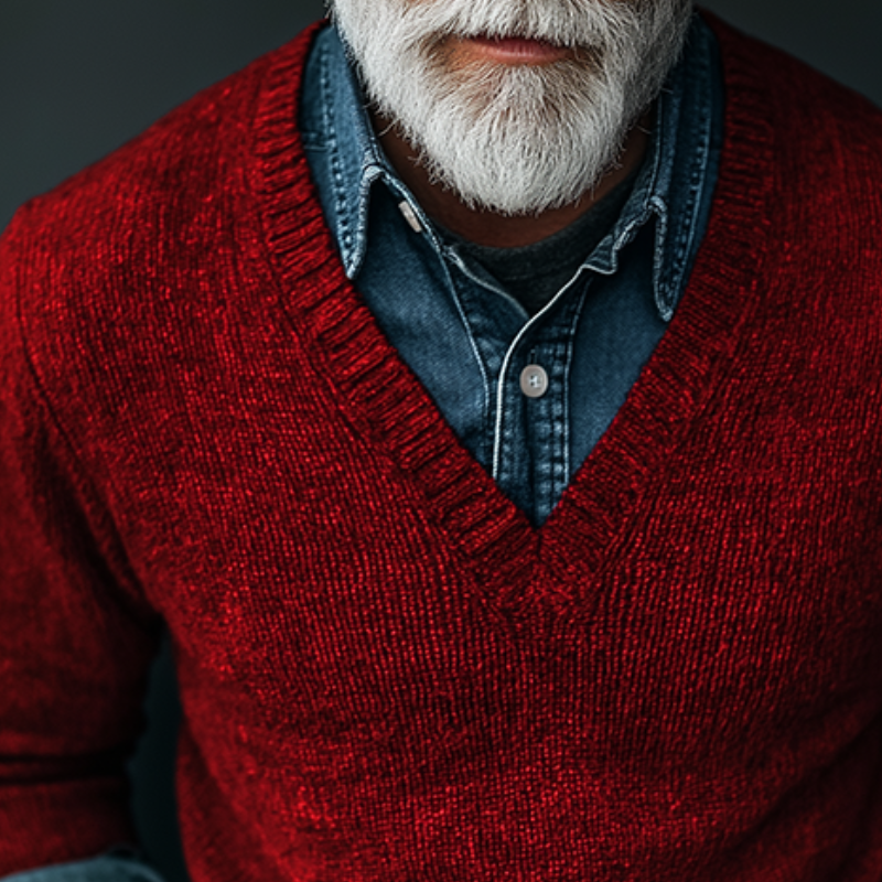 Men's Retro Casual Knitted V-Neck Sweater MTA1062K3TO