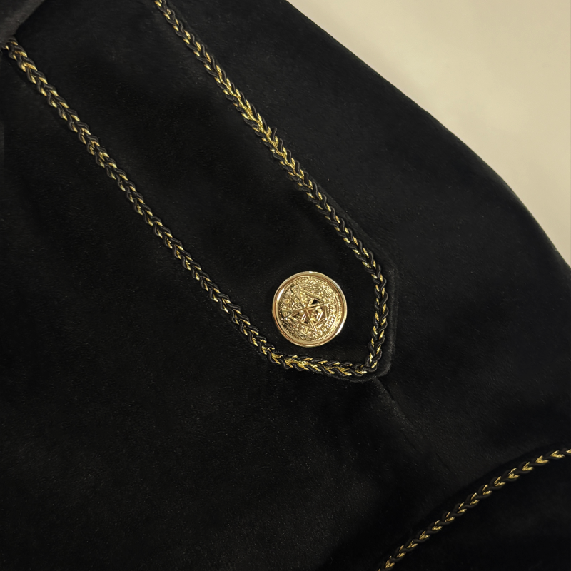 Men's Vintage Stand Collar Velvet Multi-Button Jacket MTA1901H1U