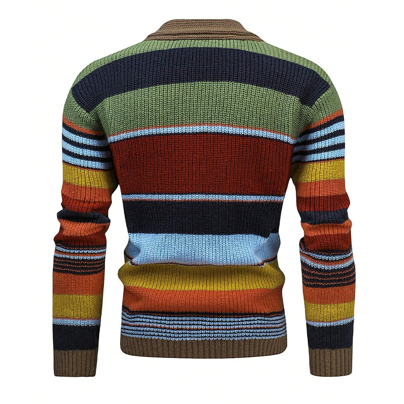 Men's Colorblock Lapel Sweater Jacket 02918584X