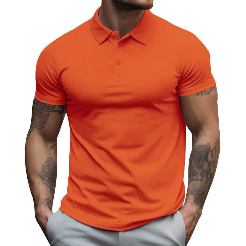 Polo informal de manga corta con solapa ajustada y color liso para hombre 22236281Z