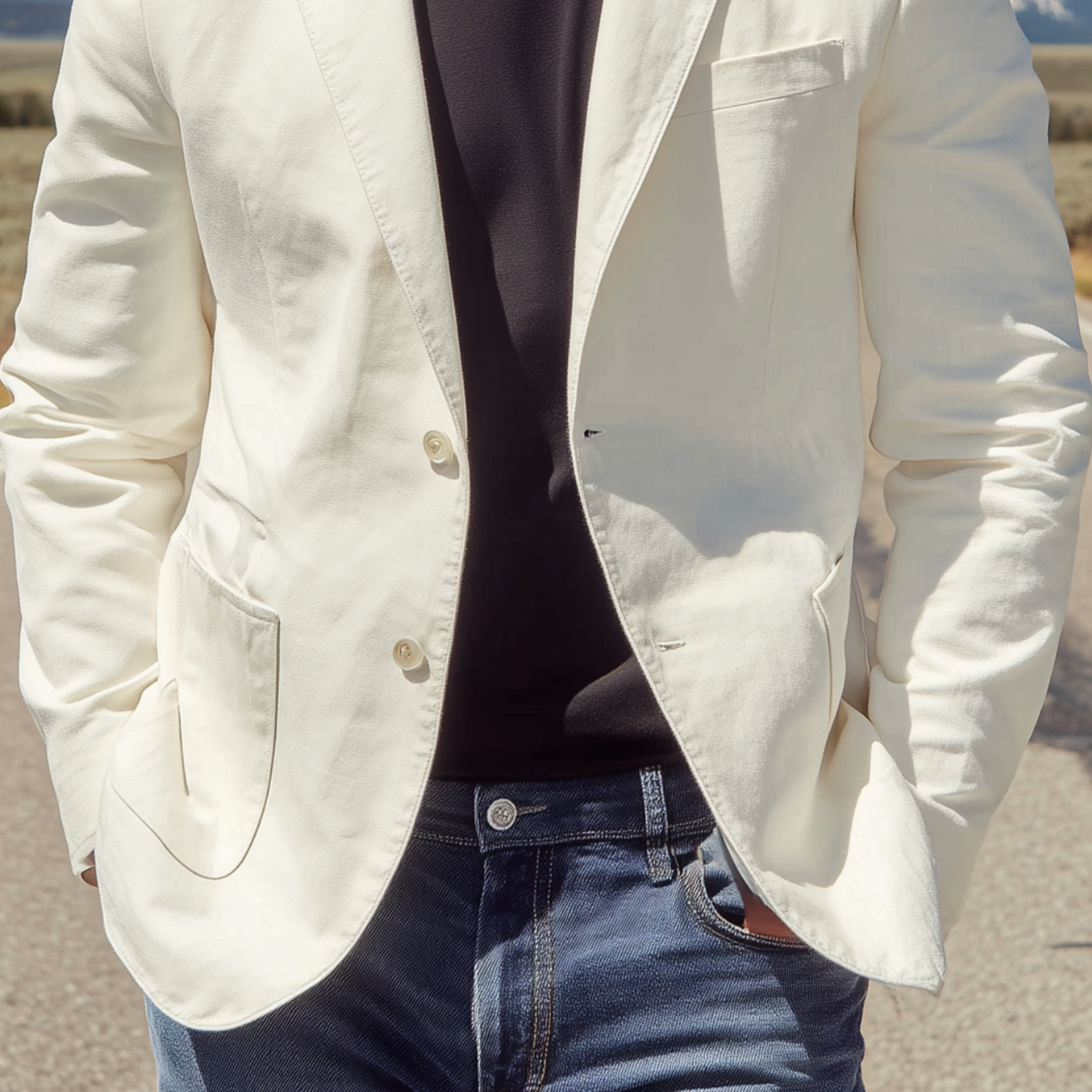 Men's Classic Casual Solid Cotton Blend Single-breasted Blazer MTA0523H1K