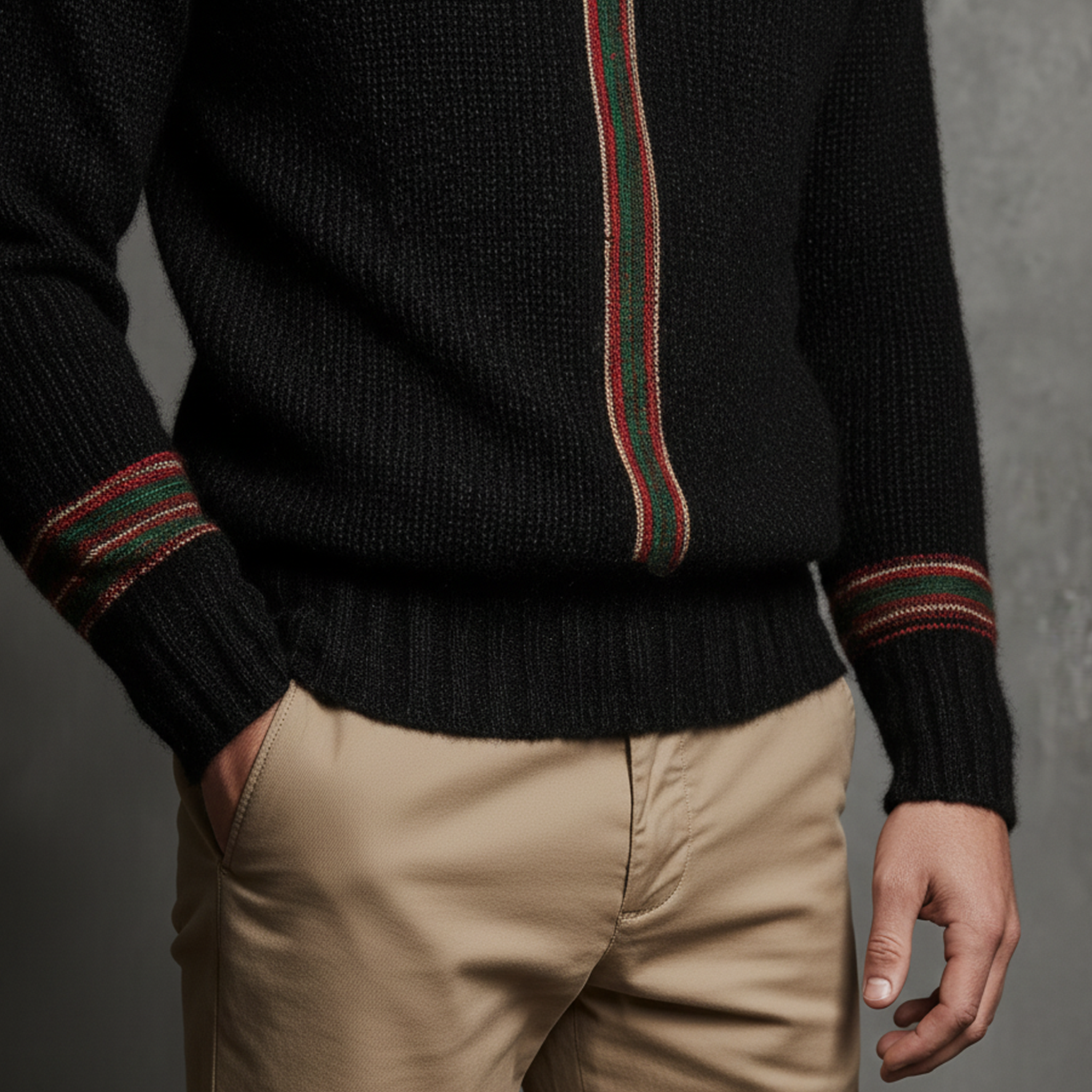 Men's Classic Casual Contrast Striped Hooded Sweater MTA2974I6K