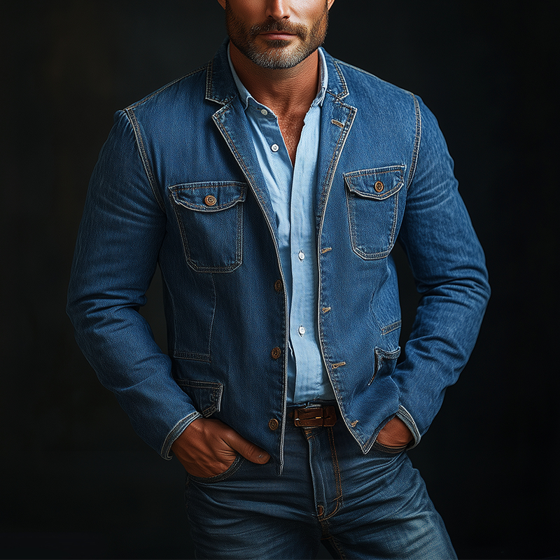 Men's Vintage Washed Denim Blazer MTA2132G8P