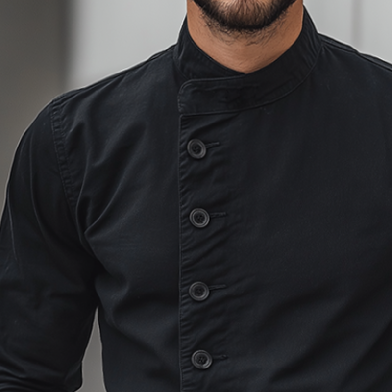 Men's Retro Casual Cotton Stand Collar Button Shirt MTA3074L0TO