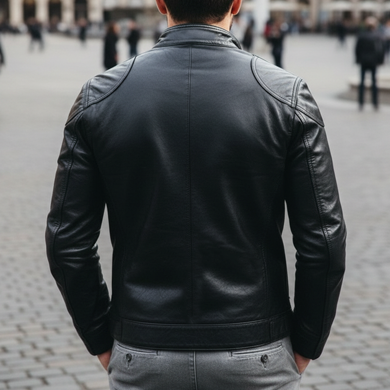 Men's Classic Stand Collar PU Leather Motorcycle Jacket MTA2446I6U