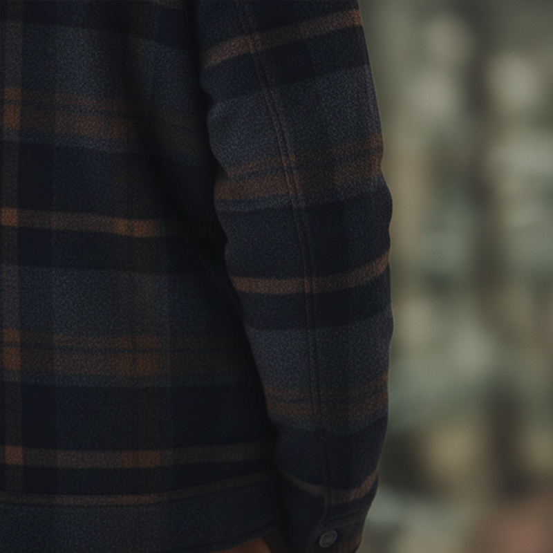 Men's Winter Retro Color-blocked Plaid Faux Wool Zip-up Jacket MTA1804K0P