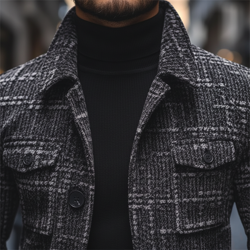 Men's Winter Retro Slub Chenille Collar Warm Jacket MTA0382K2P