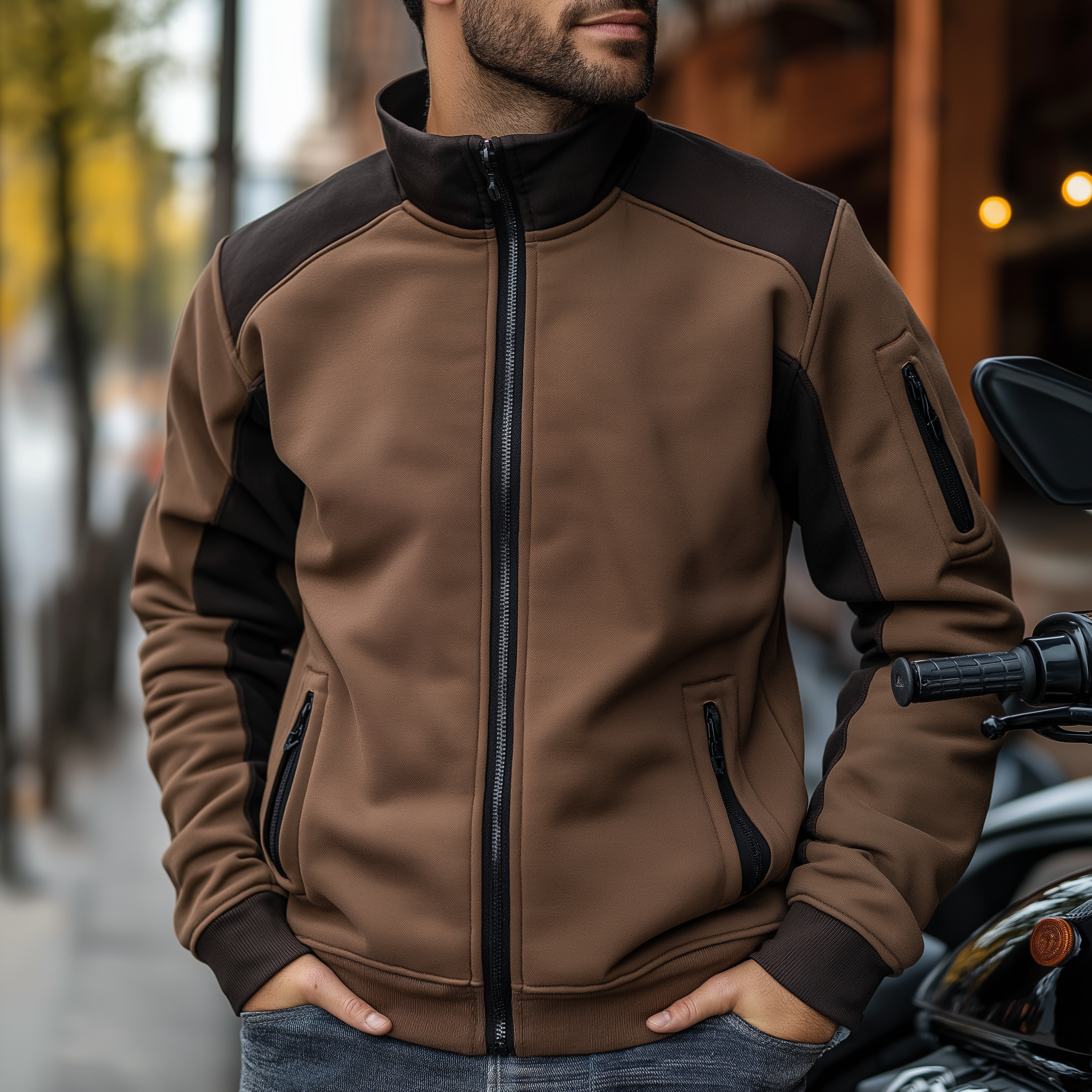 Men's Winter Retro Cotton Blend Patchwork Stand Collar Zipper Jacket MTA2998J0P