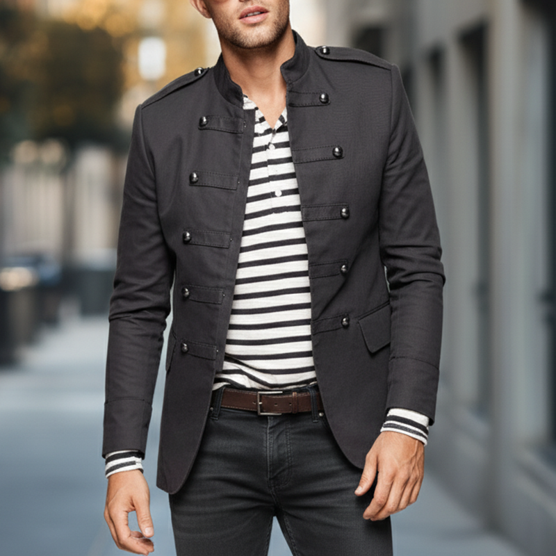 Men's Stylish And Simple Double-breasted Cotton Blend Lightweight Jacket MTA0876L9P