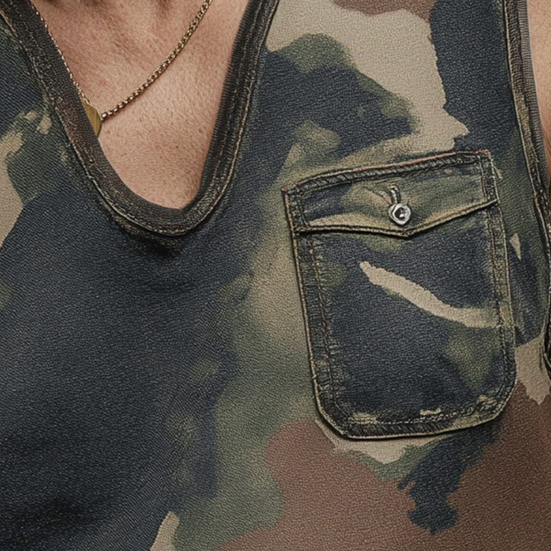 Men's Summer Fashion Camouflage Print Cotton Blend Tank Top MTA1576G5P