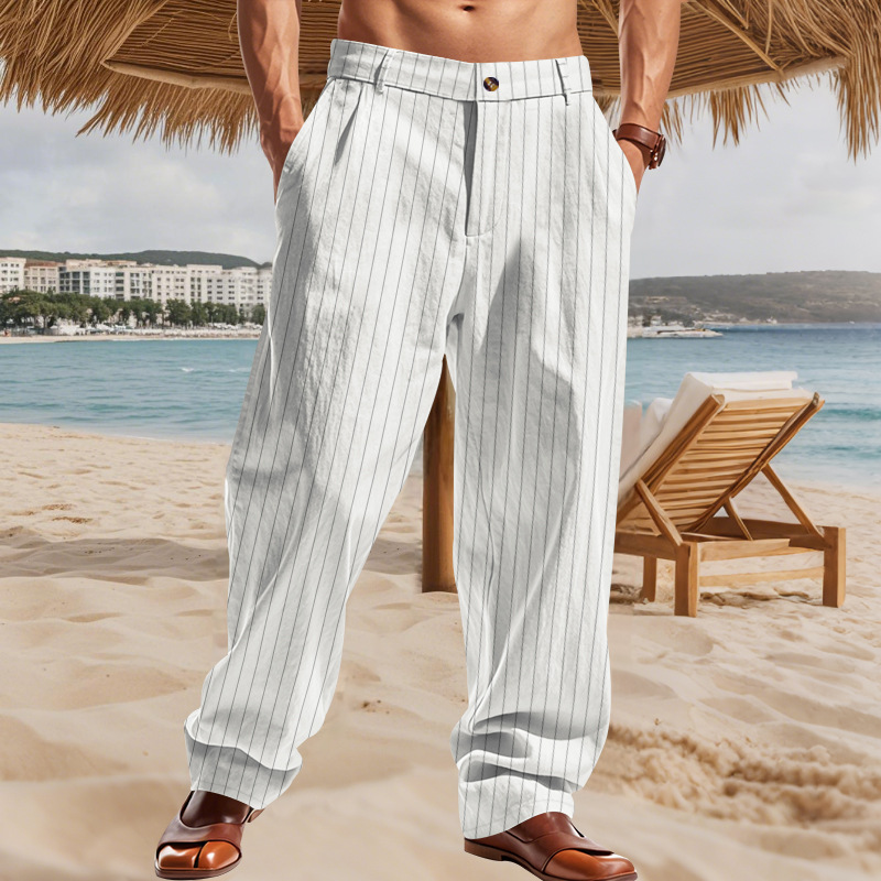 Men's Casual Striped Straight Loose Casual Pants MTA1321F1X