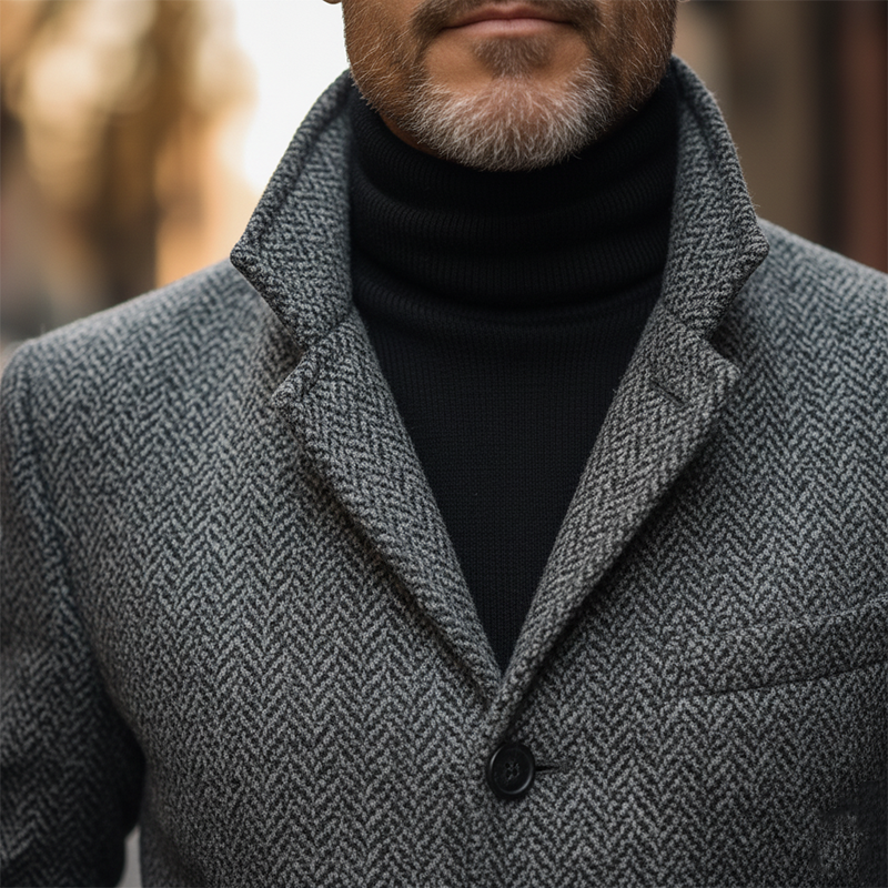 Men's Winter Retro Herringbone Faux Wool Jacket MTA0443K2P