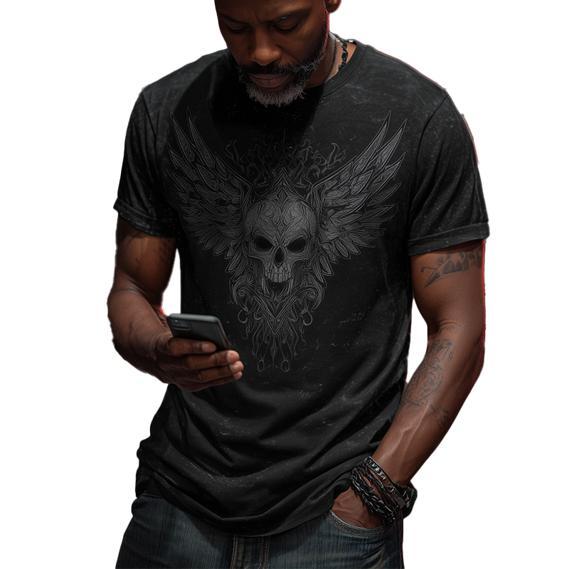 Men's Summer Fashion Street Print Polyester Blend Short-Sleeved T-Shirt MTA0301G1P