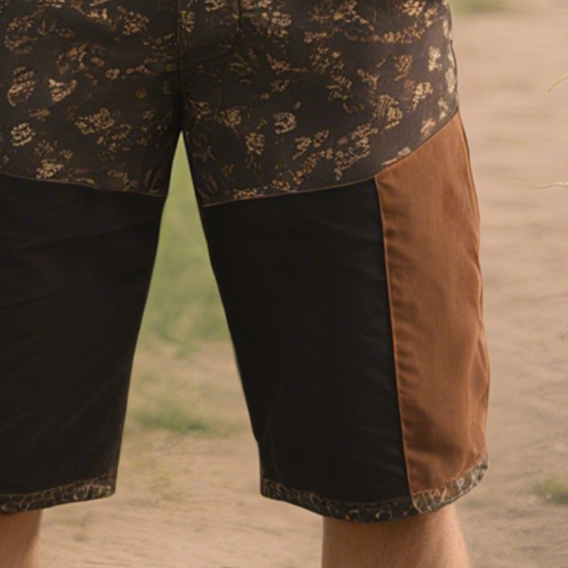 Men's Retro Western Cowboy Style Ranch Classic Printed Stitching Denim Shorts MTA1310E7TO