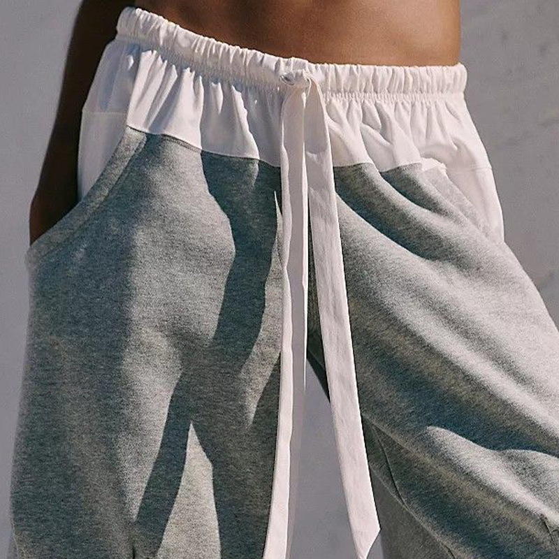 Men's Spring And Summer Casual Cotton Blended Stitching Knitted Terry Cloth Elastic Waist Design Shorts MTA1366F9K