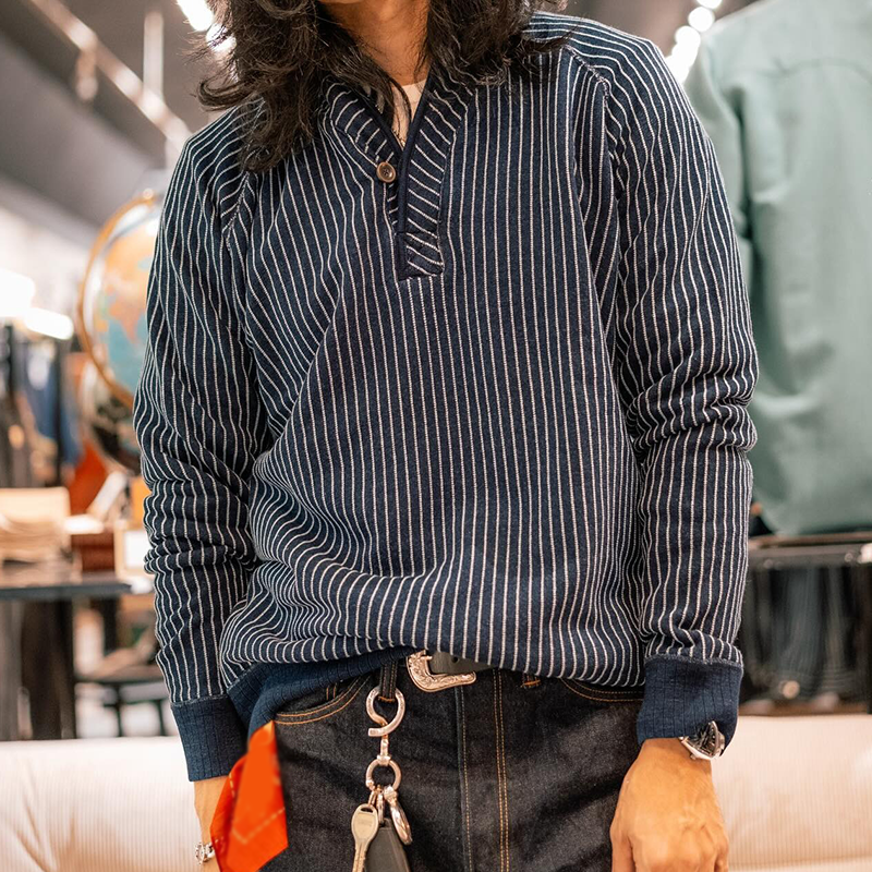 Men's Retro Casual Striped Button Pullover Sweatshirt MTA0900I6TO