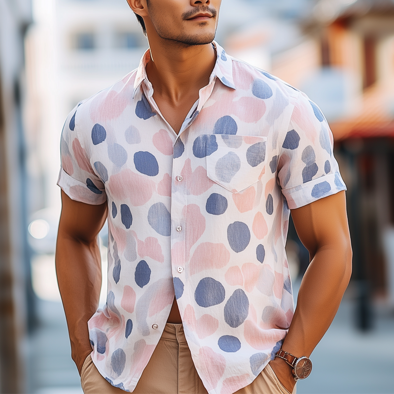 Men's Summer Fashion Casual Printed Short Sleeve Shirt MTA0102G8U