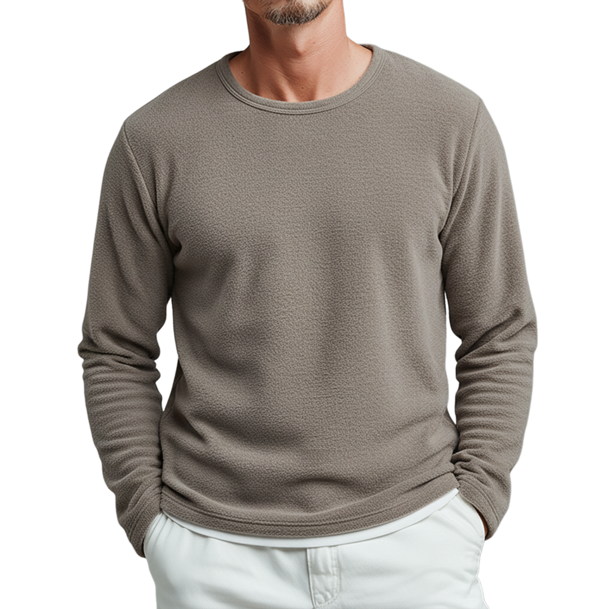 Men's Classic Casual Dralon Fabric Warm Skin-friendly Round Neck Fake Two-piece Long-sleeved T-shirt MTA2148J0K