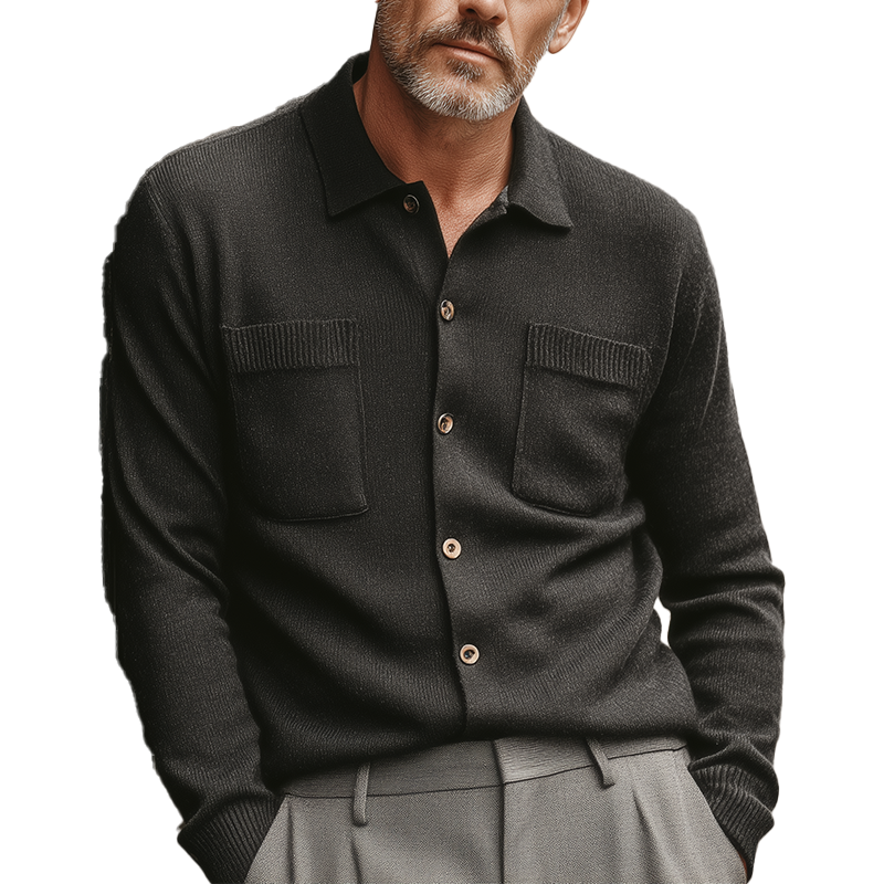 Men's Autumn Fashion Solid Color Knitted Pocket Thin Cardigan MTA1627I1P