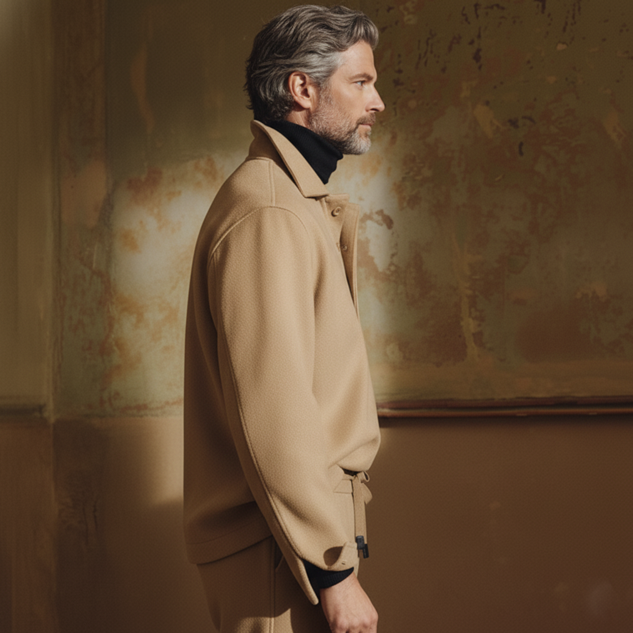 Men's Classic Light Business Faux Wool Polo Shirt MTA0479K1K