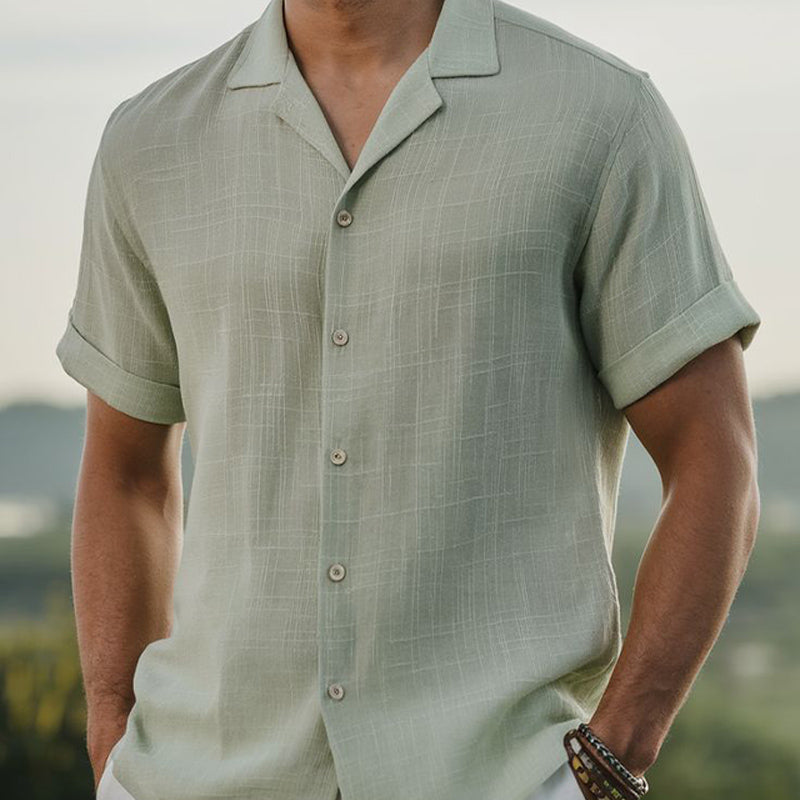 Men's Summer Basic Texture Short Sleeve Shirt MTA0676E7U