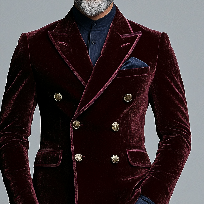 Men's Retro Solid Color Velvet Lapel Blazer MTA0428L0X