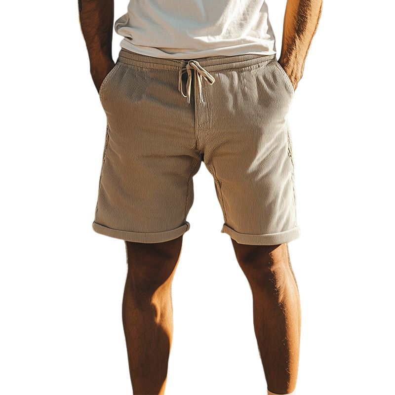 Men's Classic Casual Elastic Waist Corduroy Shorts 64425066K