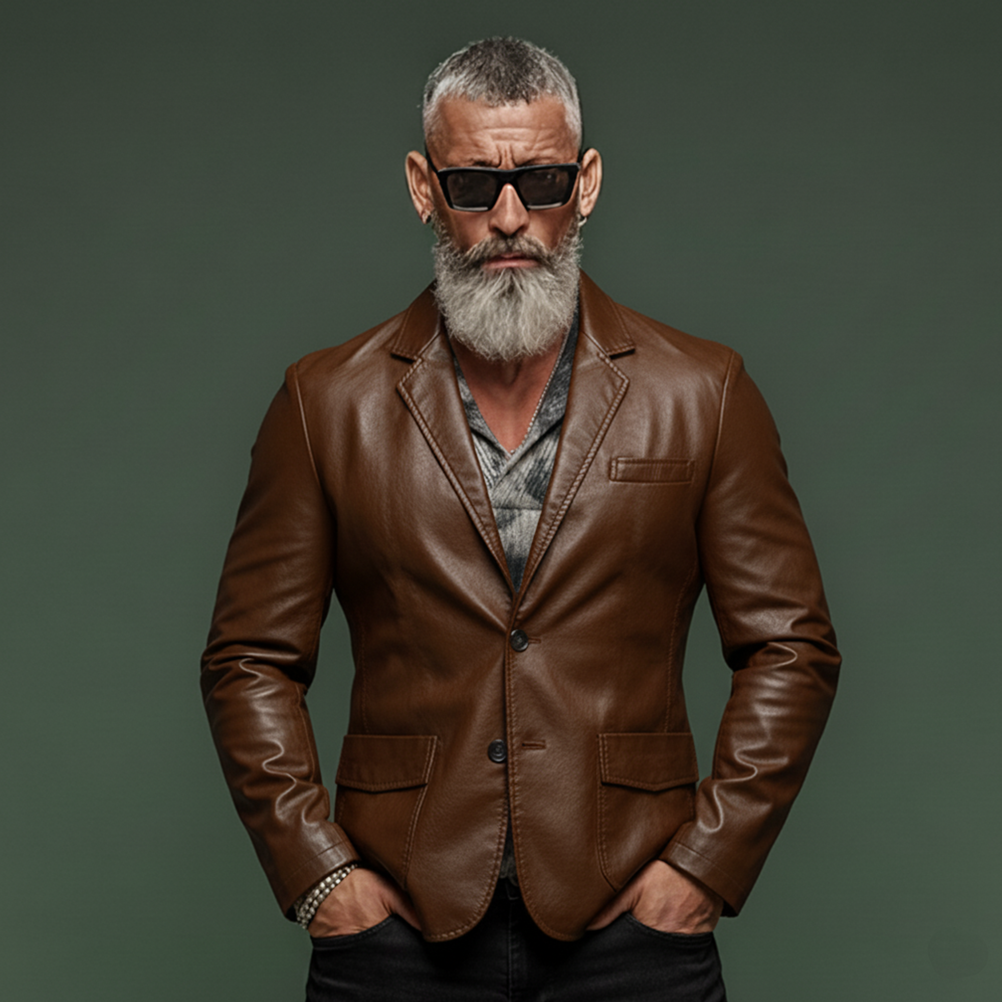 Men's Classic Retro Single-breasted PU Leather Slim-fit Blazer MTA2570K6K