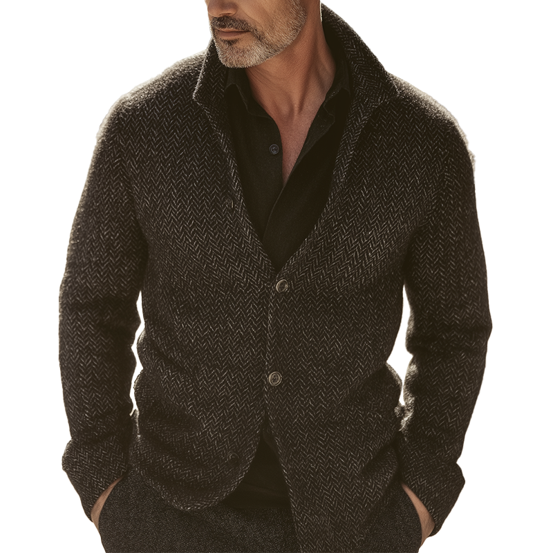Men's Vintage Herringbone Stand Collar Jacket MTA1395H0P