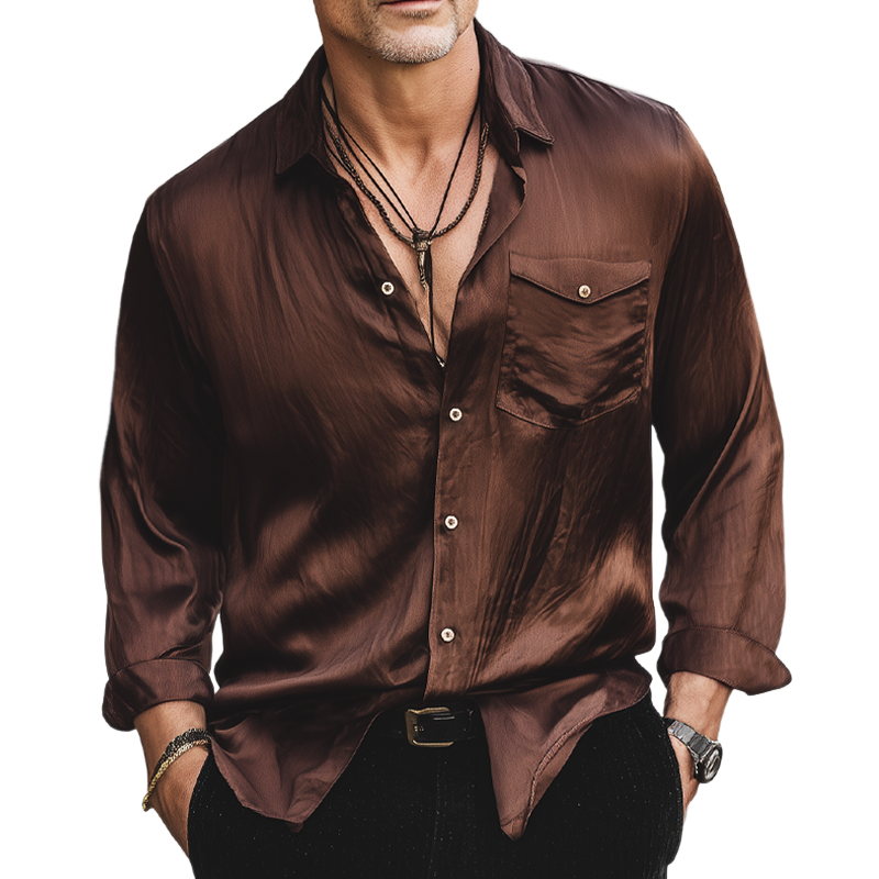 Men's Classic Business Satin Long Sleeve Shirt MTA2282H3U