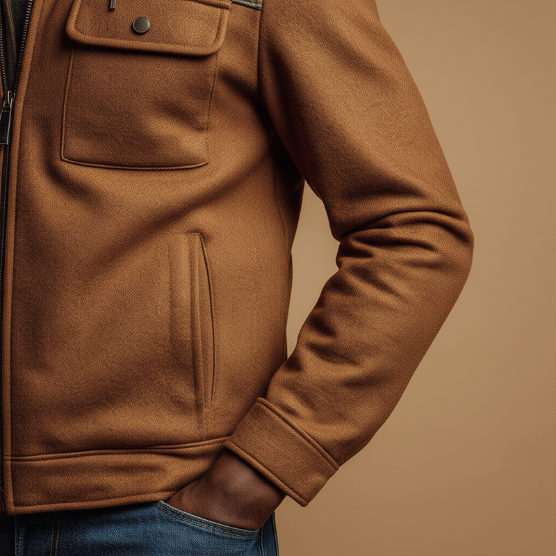 Men's Clothing Contrast Color Stitching Faux Wool Classic Thin Jacket MTA2742J8P