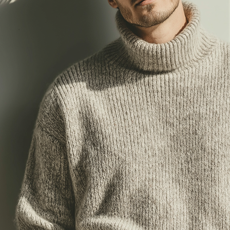Men's Retro Casual Leisure Warm Knitted Turtleneck Sweater MTA1615I6TO