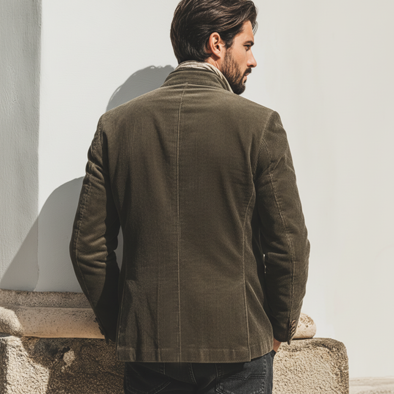 Men's Urban Style Stand-collar Corduroy Button-up Jacket MTA2580K5U