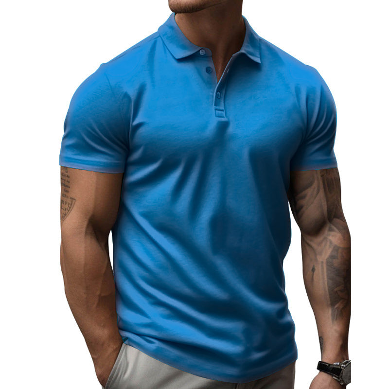 Men's Solid Slim Lapel Short Sleeve Casual Polo Shirt 22236281Z