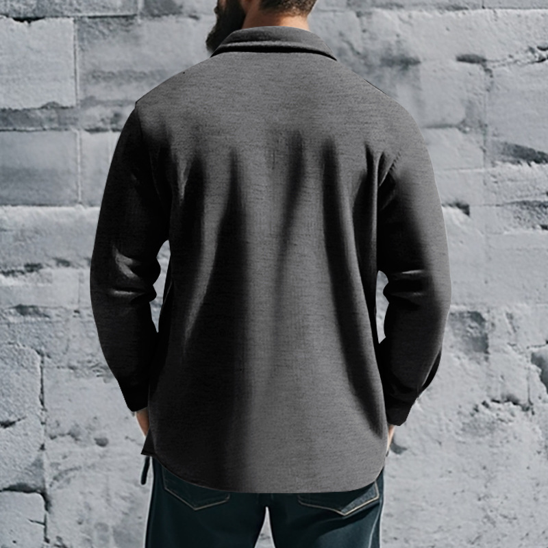Men's Blended Multi-pocket Lapel Long-sleeved Shirt MTA2837G9X