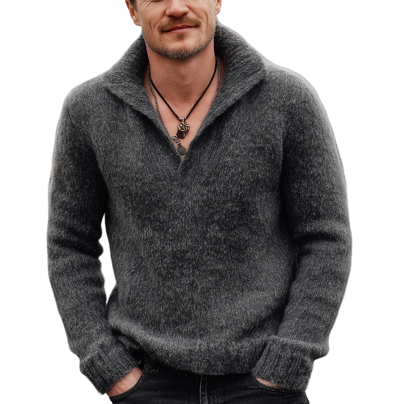 Men's Classic Dark Grey V-Neck Pullover Sweater MTA1708J1U