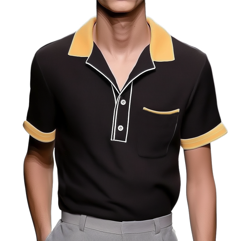 Men's Business Colorblock Polo Neck Short Sleeve T-Shirt MTA2106G9U