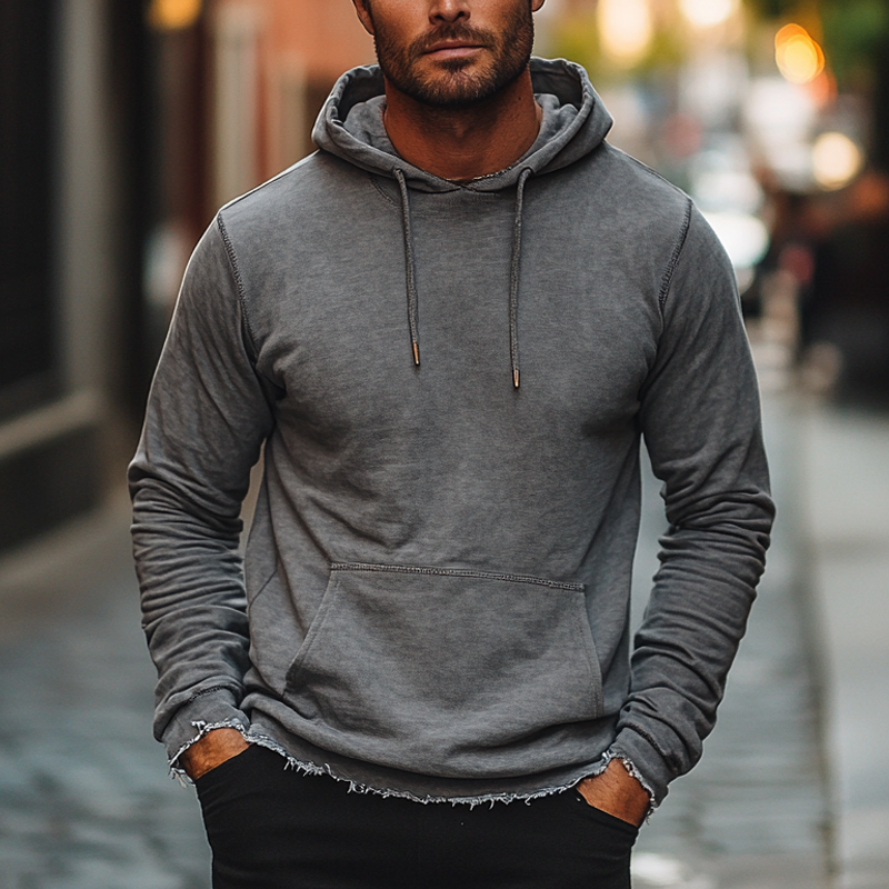 Men's Cotton Blend Drawstring Pullover Hoodie MTA1654H7X