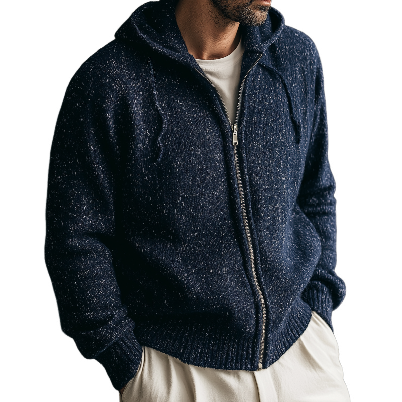 Men's Vintage Casual Business Knit Hooded Zipper Jacket MTA0959I3TO