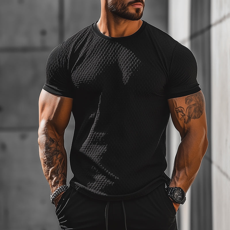 Men's Retro Casual Solid Color Round Neck Short Sleeve T-Shirt MTA1610E5TO
