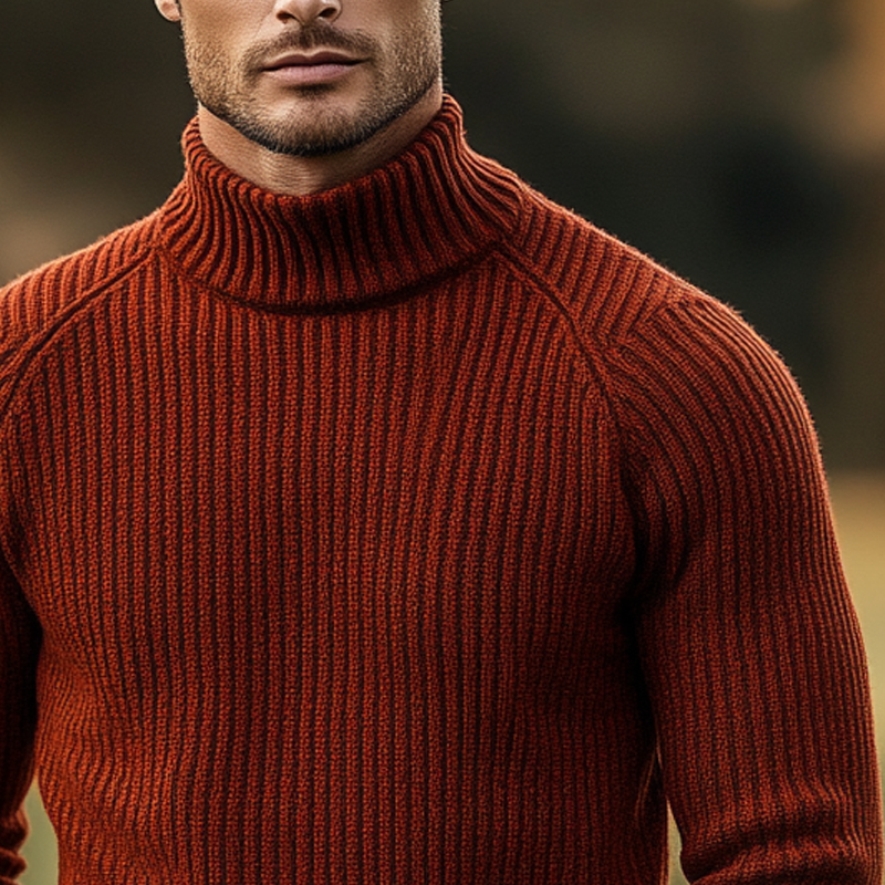 Men's Solid Color Turtleneck Casual Sweater MTA2816H4X