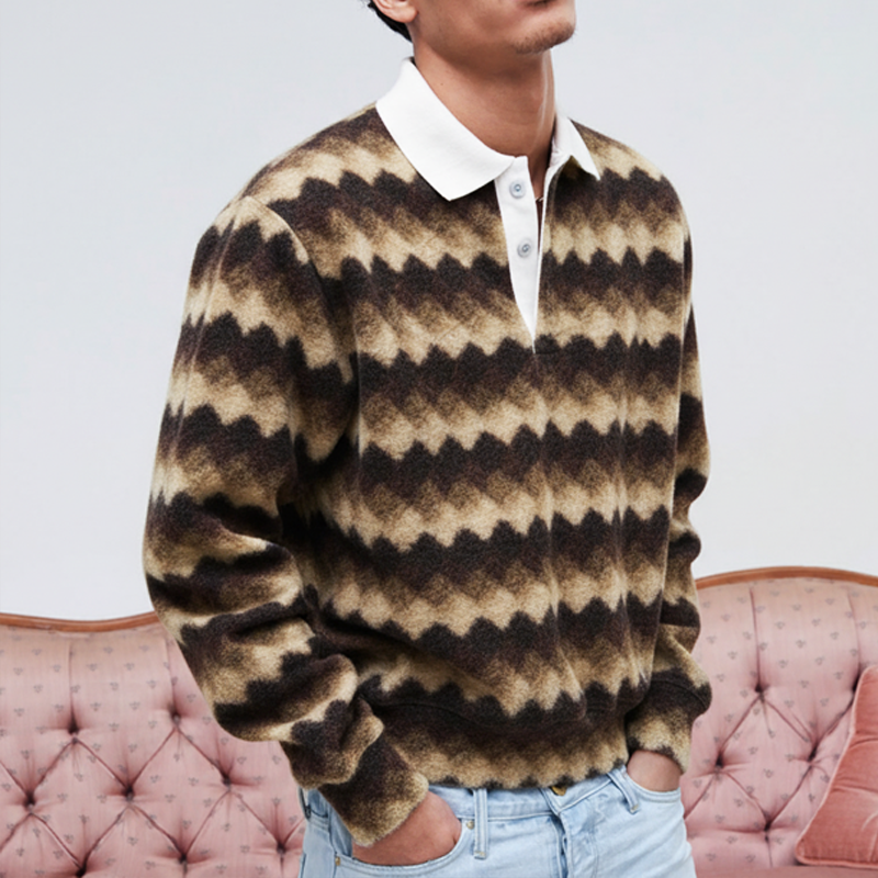 Men's Classic Colorblock Diamond Faux Sherpa Sweatshirt MTA1523J1U