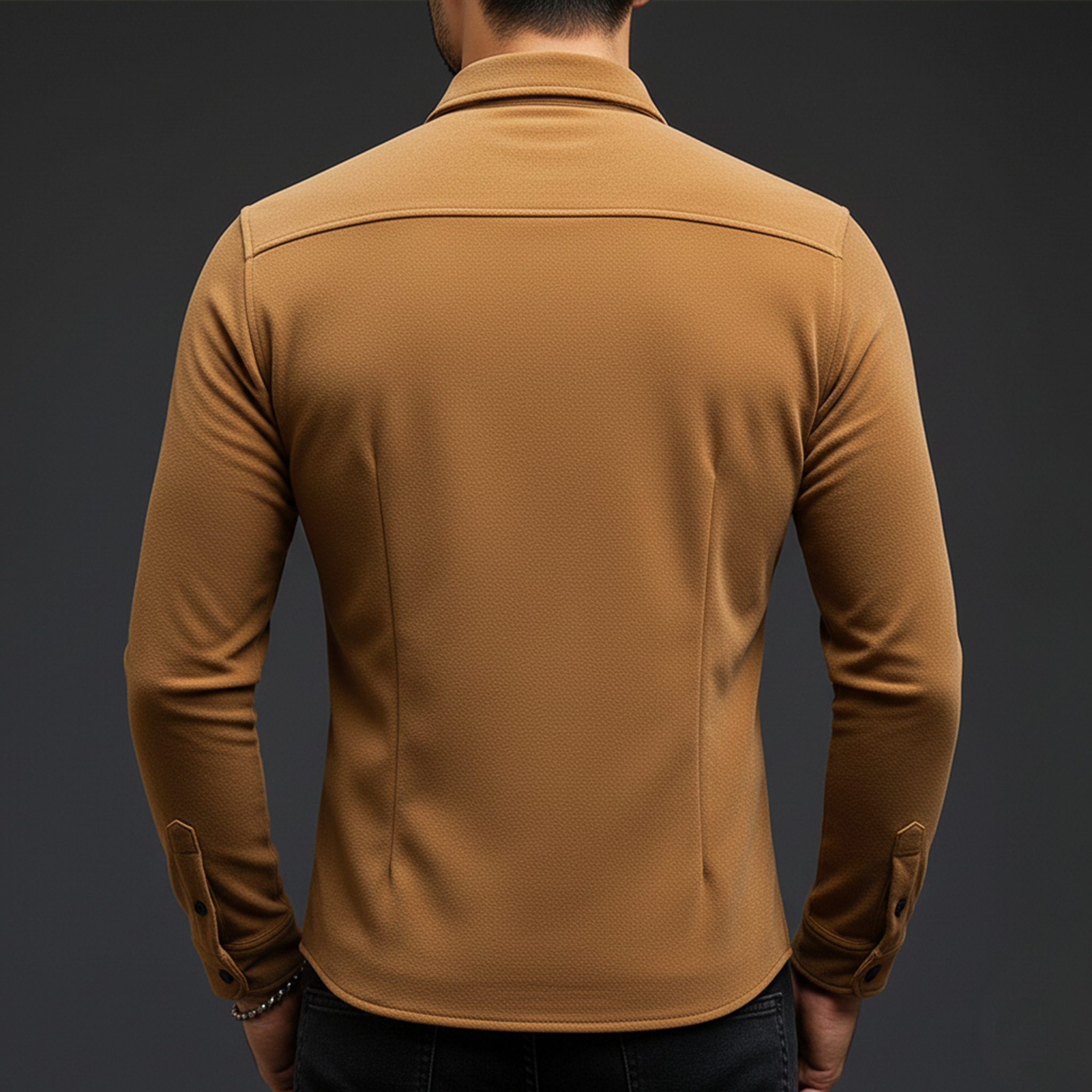 Men's Classic Casual Dralon Fabric Warm Skin-friendly Slim Fit Long-sleeved Shirt MTA2113J6K