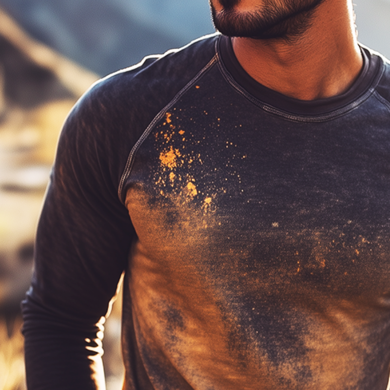 Men's Retro Casual Explosion Print Round Neck Long Sleeve T-shirt MTA3037G3TO