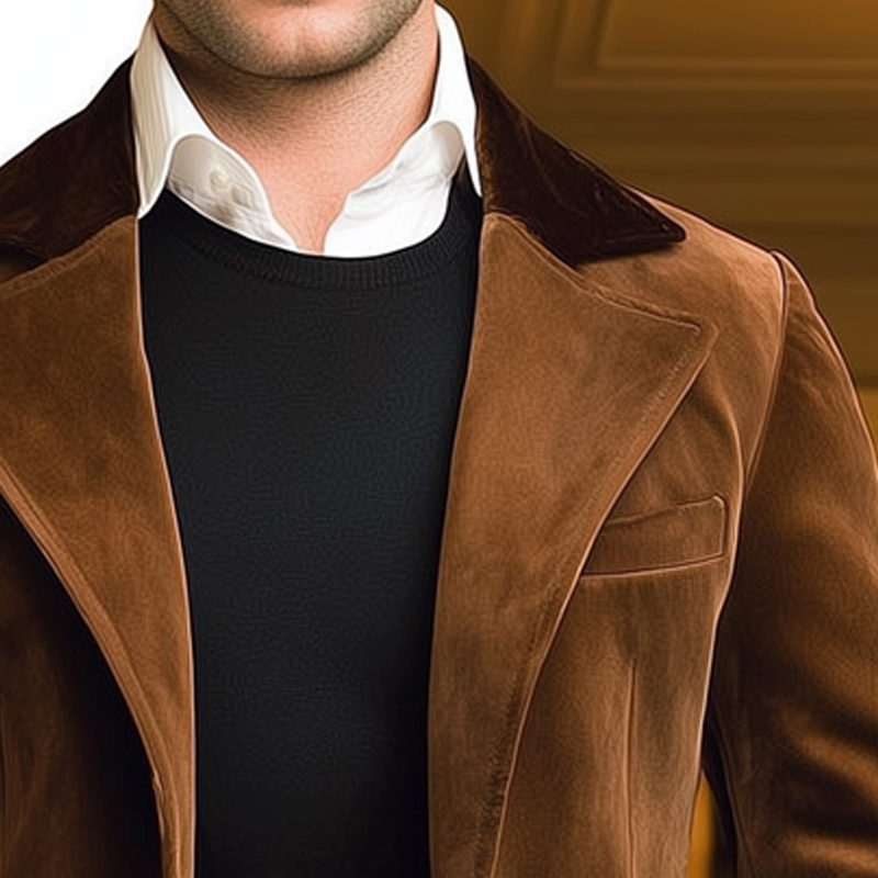 Men's Vintage Suede Two-Button Colorblock Collar Blazer MTA2052H7U