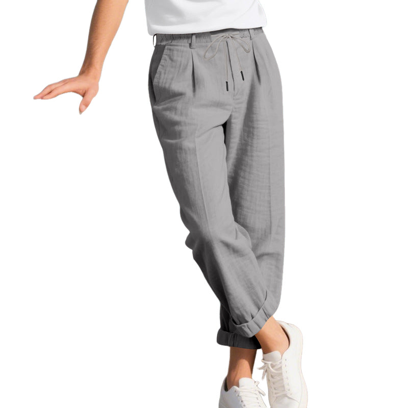 Men's Solid Color Casual Vacation Elastic Waist Casual Pants MTA1670E1X