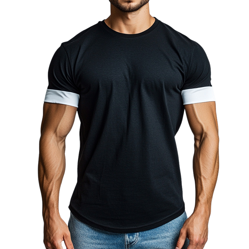 Men's Retro Casual Stitching Round Neck Short Sleeve T-Shirt 36298411TO