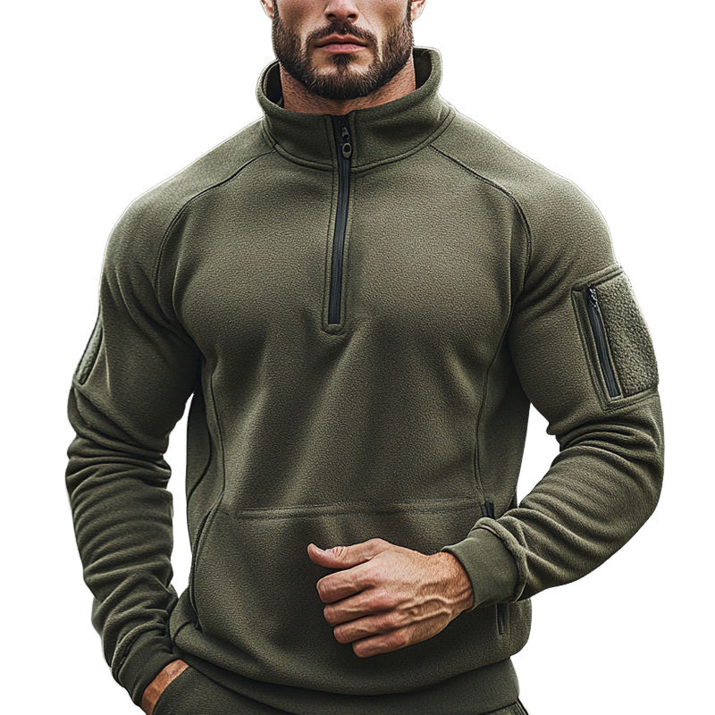 Men's Outdoor Sports Polar Fleece Stand Collar Half Zip Sweatshirt MTA1391J3X