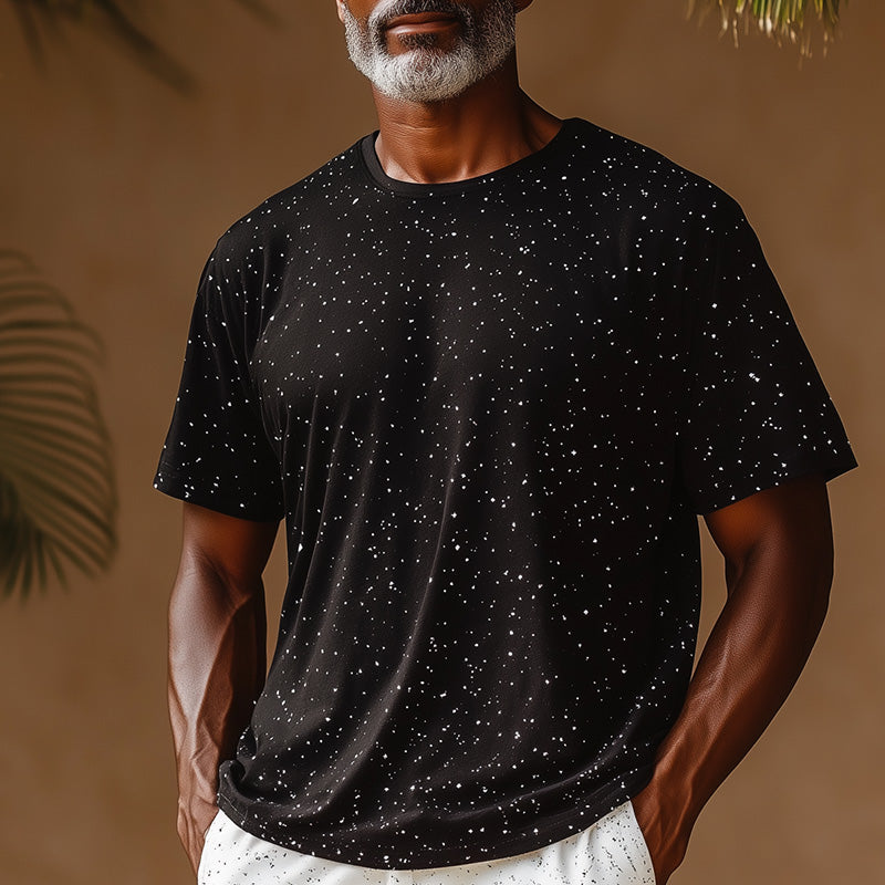 Men's Summer Fashion Drape Printed Short Sleeve Sports T-Shirt MTA2490E3P